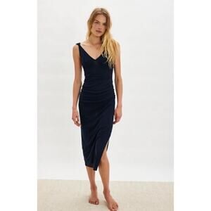 Free People Initimately Long Live Mesh Midi Slip Navy NWT Sz large